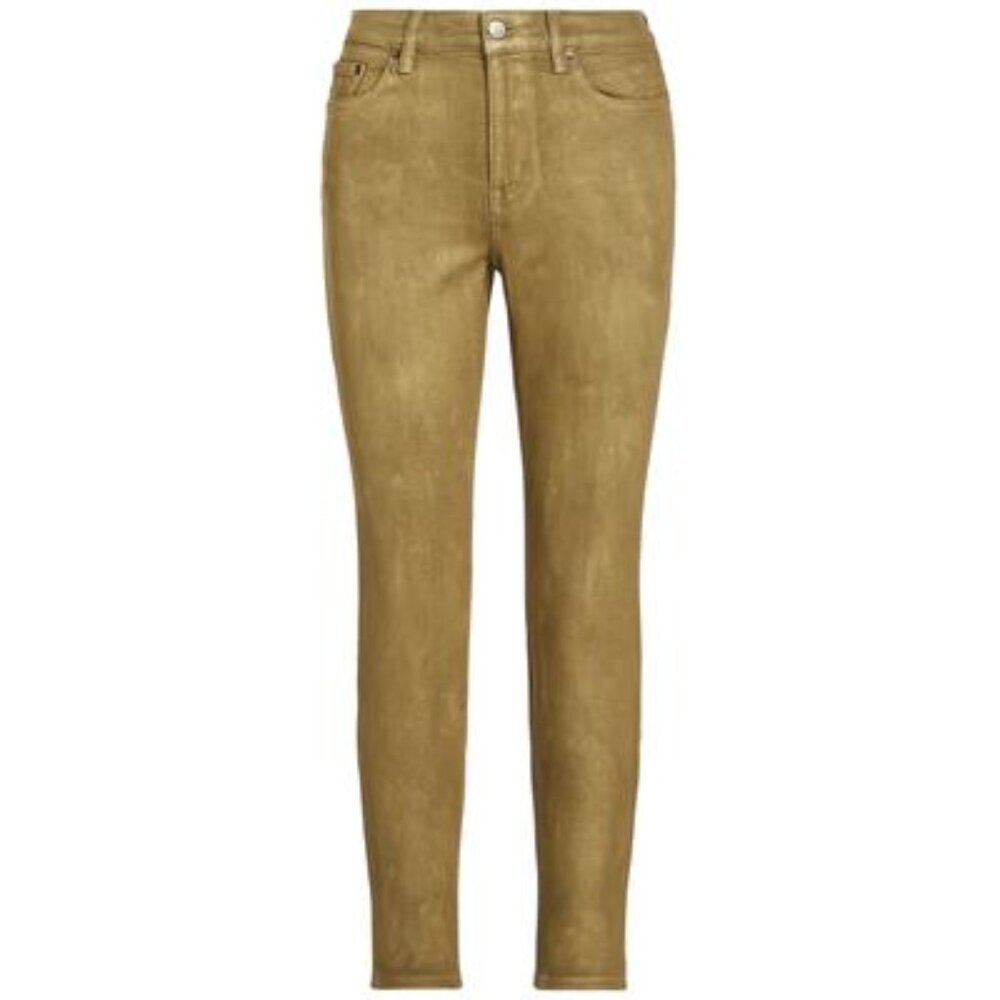 NWT Ralph Lauren Women’s Plus Khaki Metallic High-Rise Olive Wash